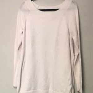 Loft Split Hem Cream Tunic Sweater. Size Large EUC